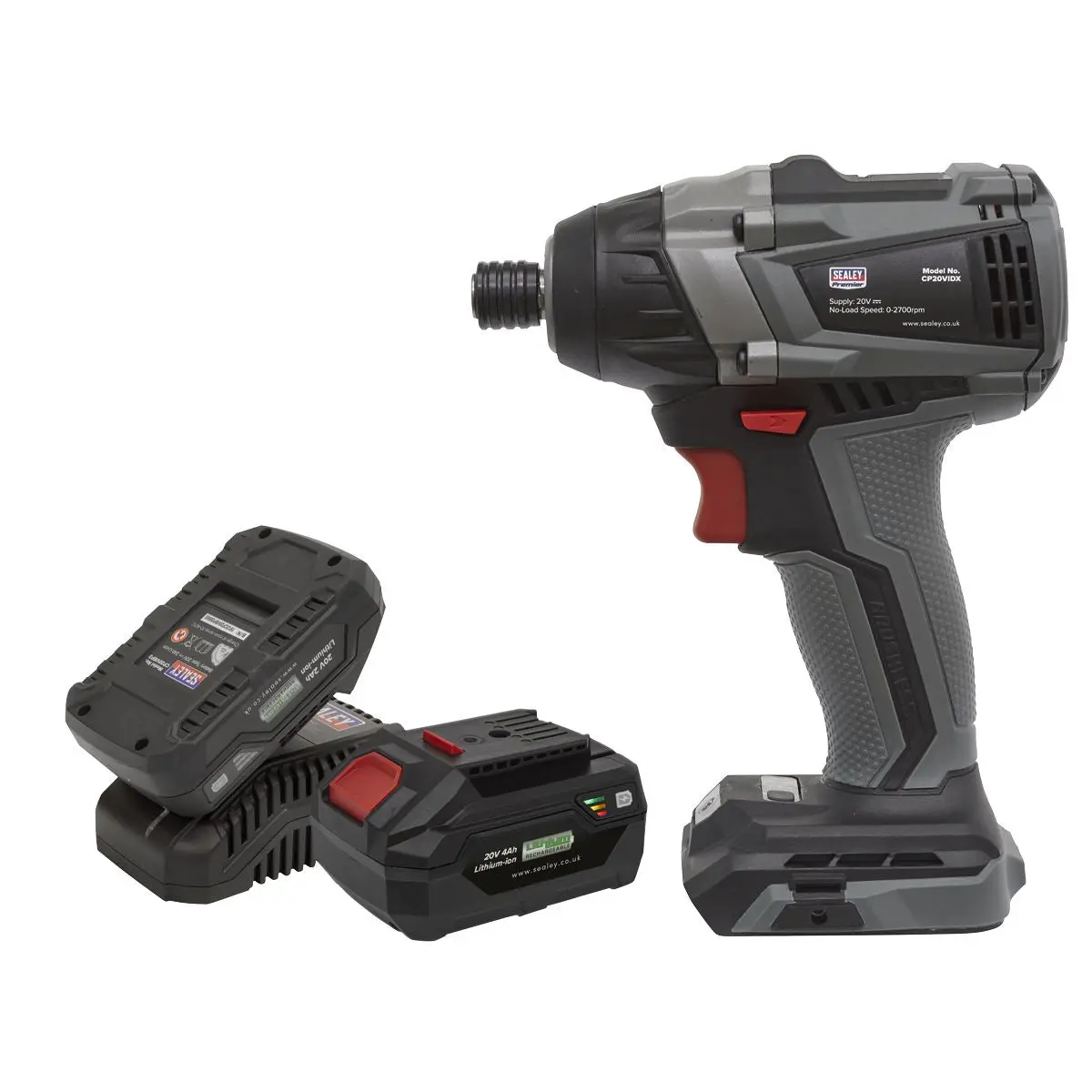 Sealey Premier Brushless Impact Driver Kit 1/4"Hex 20V SV20 Series - 2 Batteries - Image 3