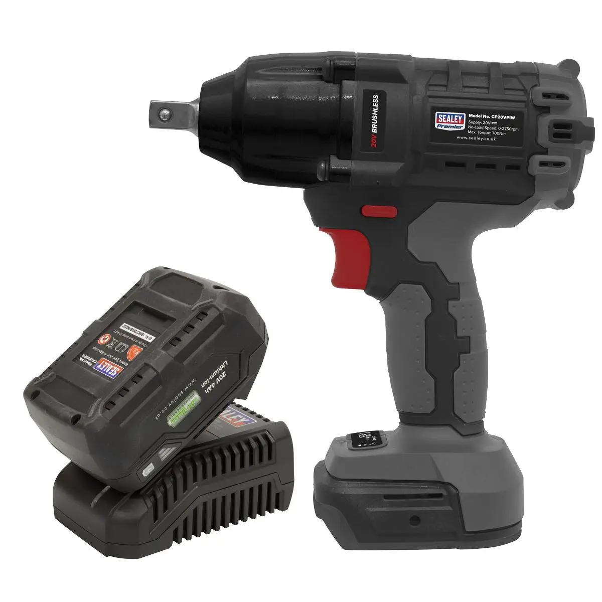 Sealey Premier Brushless Impact Wrench Kit 1/2"Sq Drive 20V 4Ah SV20 Series - Image 3