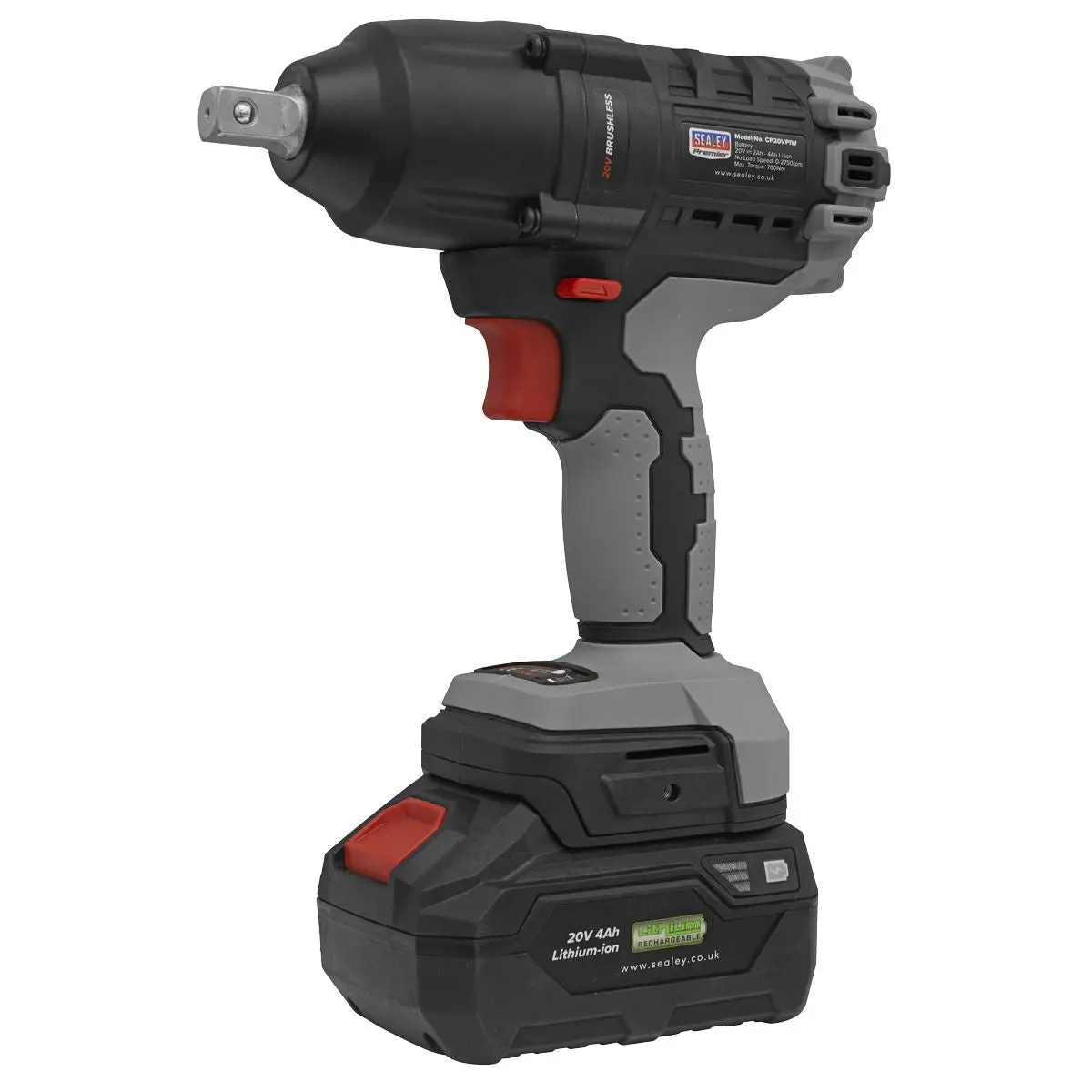 Sealey Premier Brushless Impact Wrench Kit 1/2"Sq Drive 20V 4Ah SV20 Series - Image 8