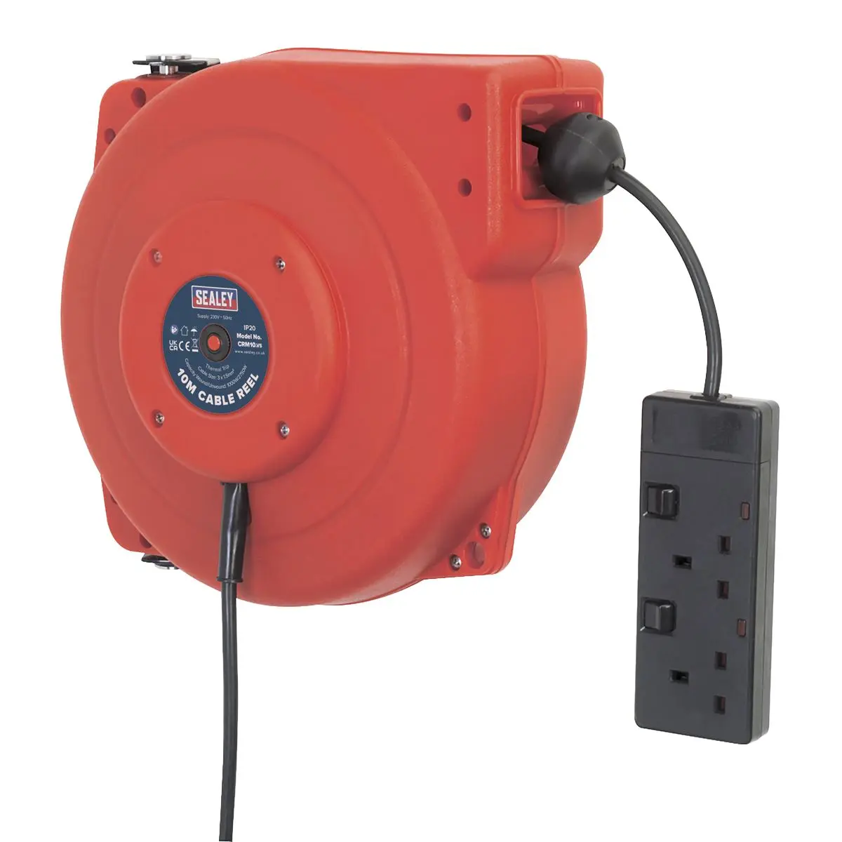 Sealey Cable Reel System Retractable 10m 2 x 230V Socket - Image 4