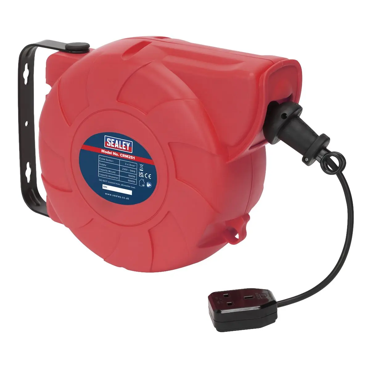Sealey Cable Reel System Retractable 25m 1 x 230V Socket - Image 2
