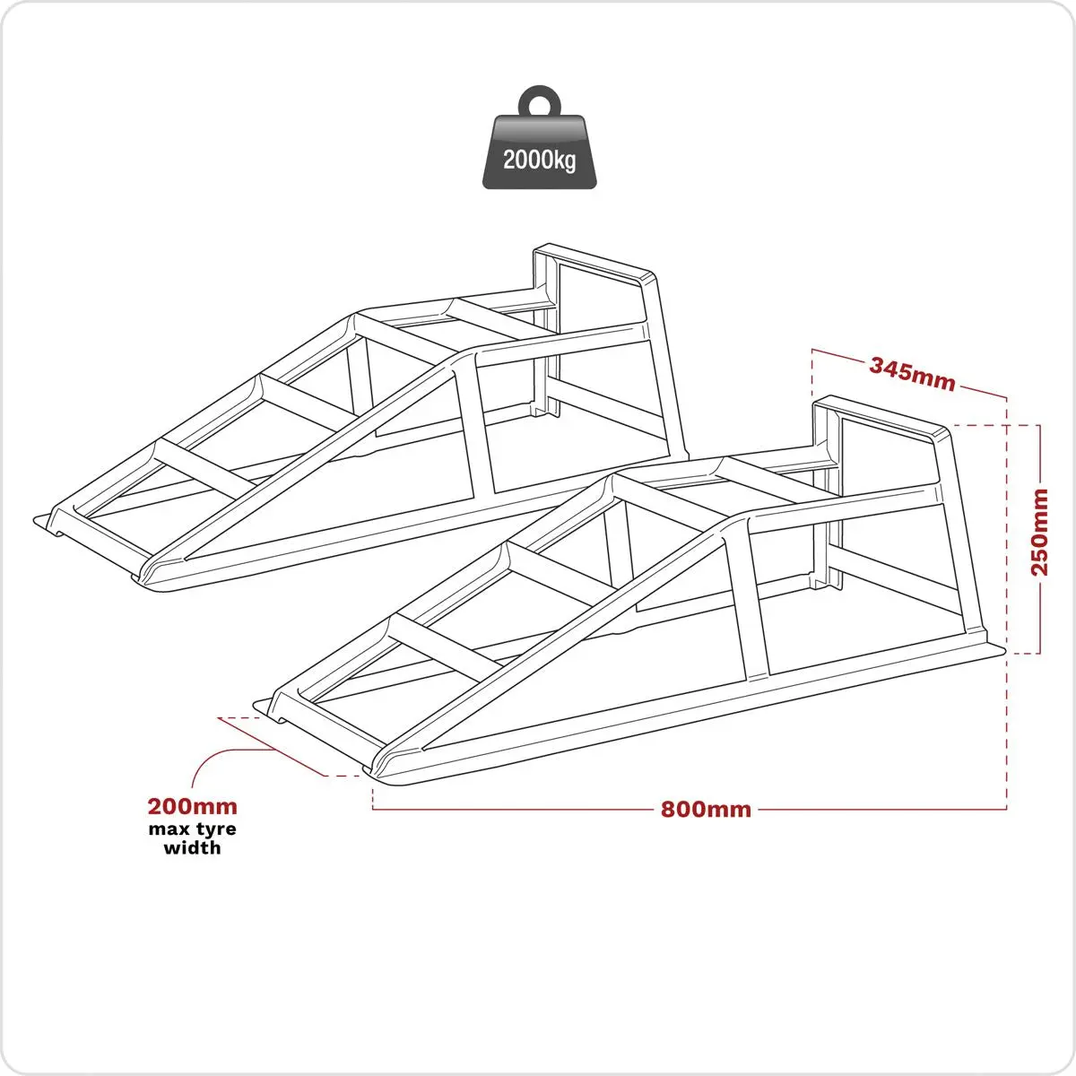 Sealey Car Ramps 1 Tonne Capacity per Ramp 2 Tonne Capacity per Pair - Image 3