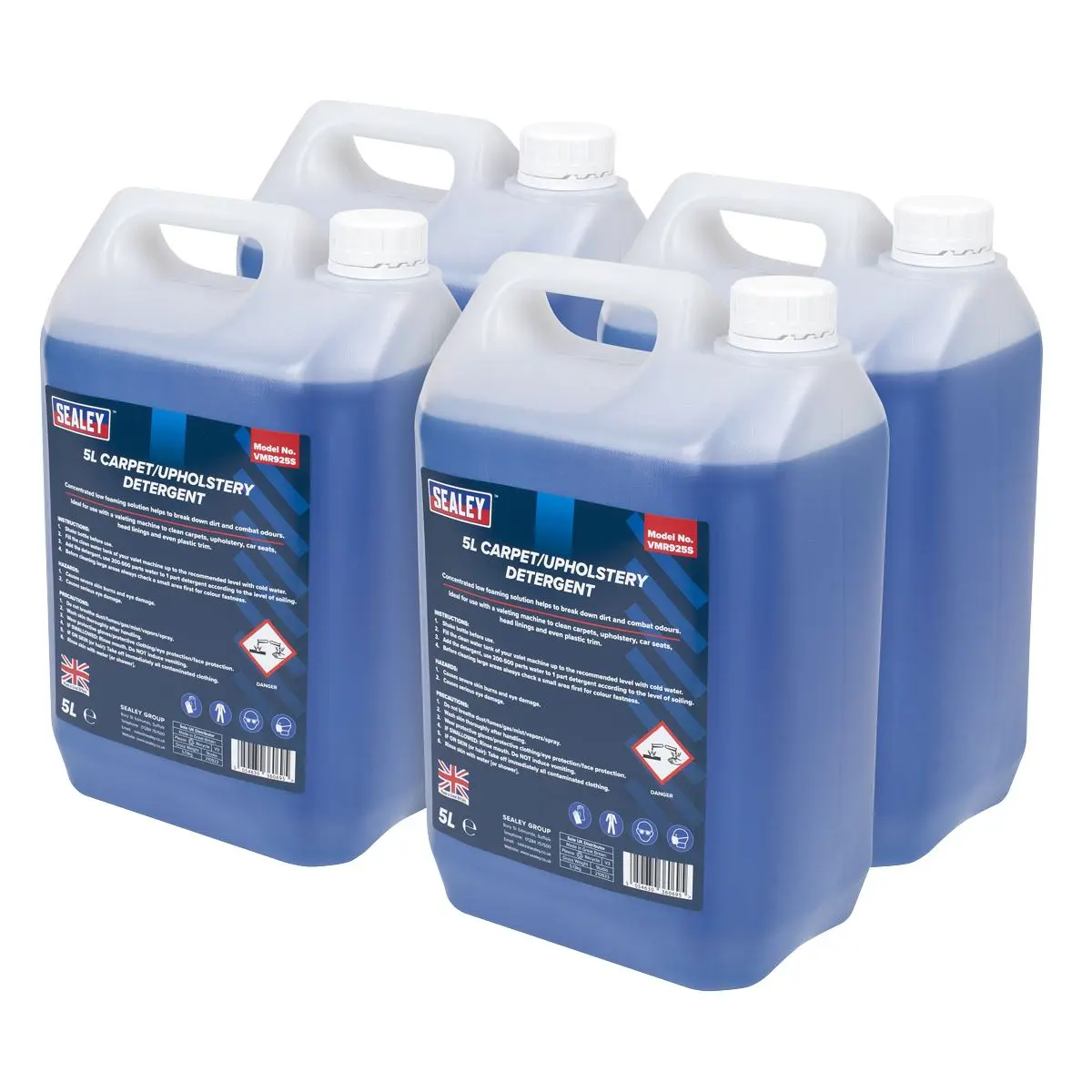 Sealey Carpet/Upholstery Detergent 5L Pack of 4 - Image 2