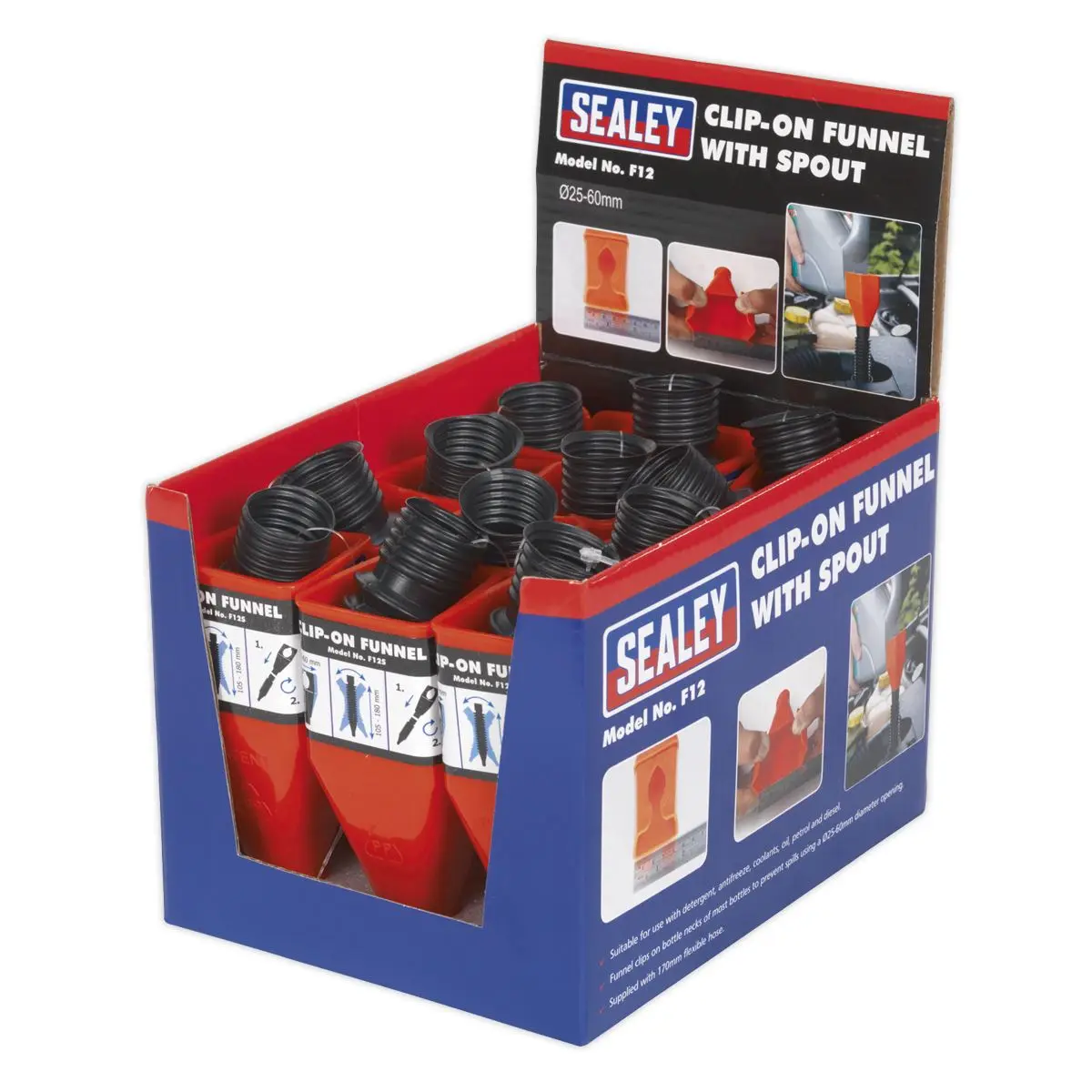 Sealey Clip-On Funnel with Spout - Display Box of 12 - Image 5