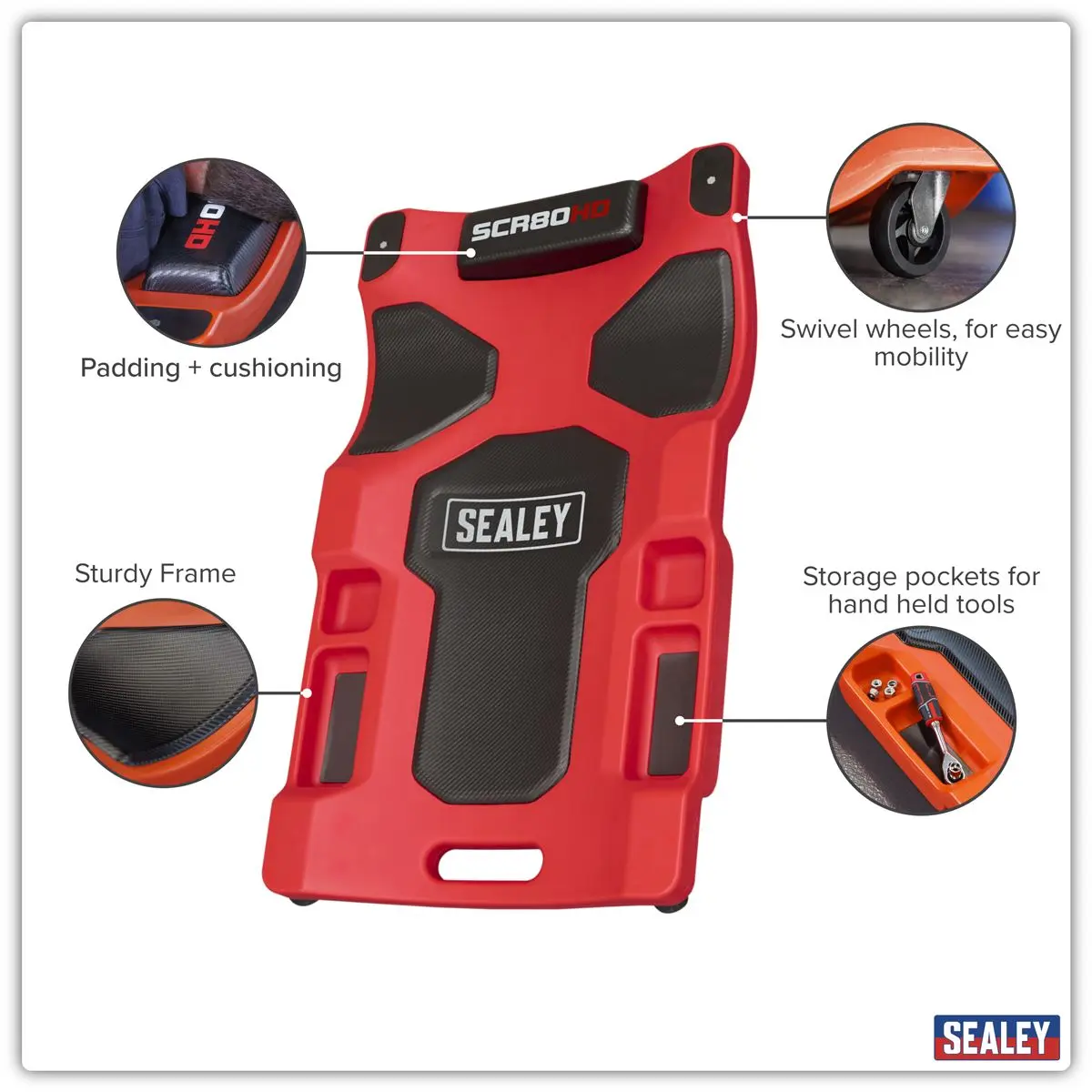 Sealey Composite Padded Creeper with 6 Wheels - Image 12