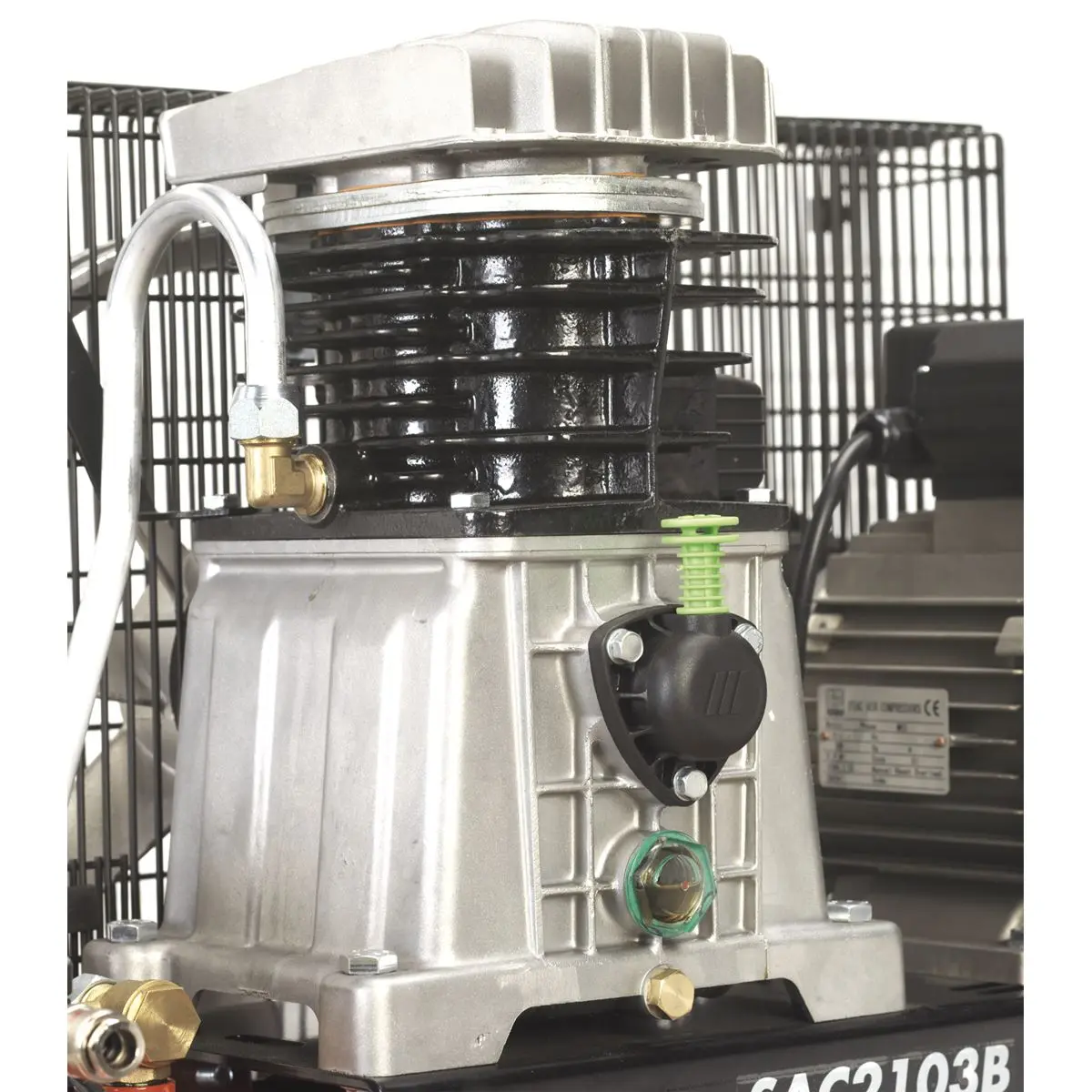 Sealey 100L Belt Drive Air Compressor with Cast Cylinders & Wheels 3hp - Image 7
