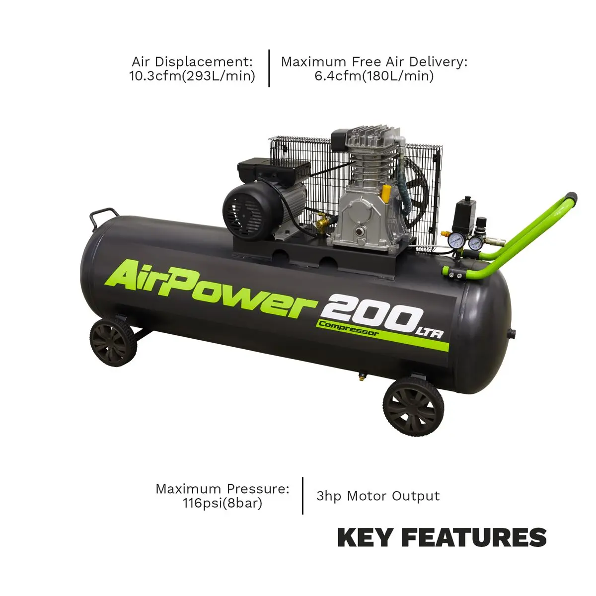 Sealey 200L Belt Drive Air Compressor 3hp - Image 2