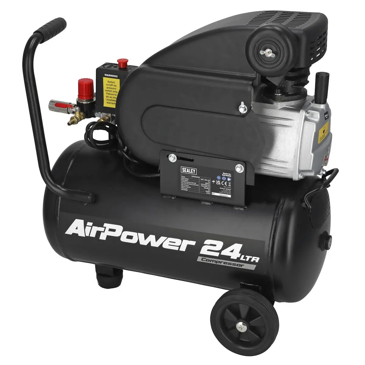 Sealey 24L Direct Drive Air Compressor 2hp - Image 4