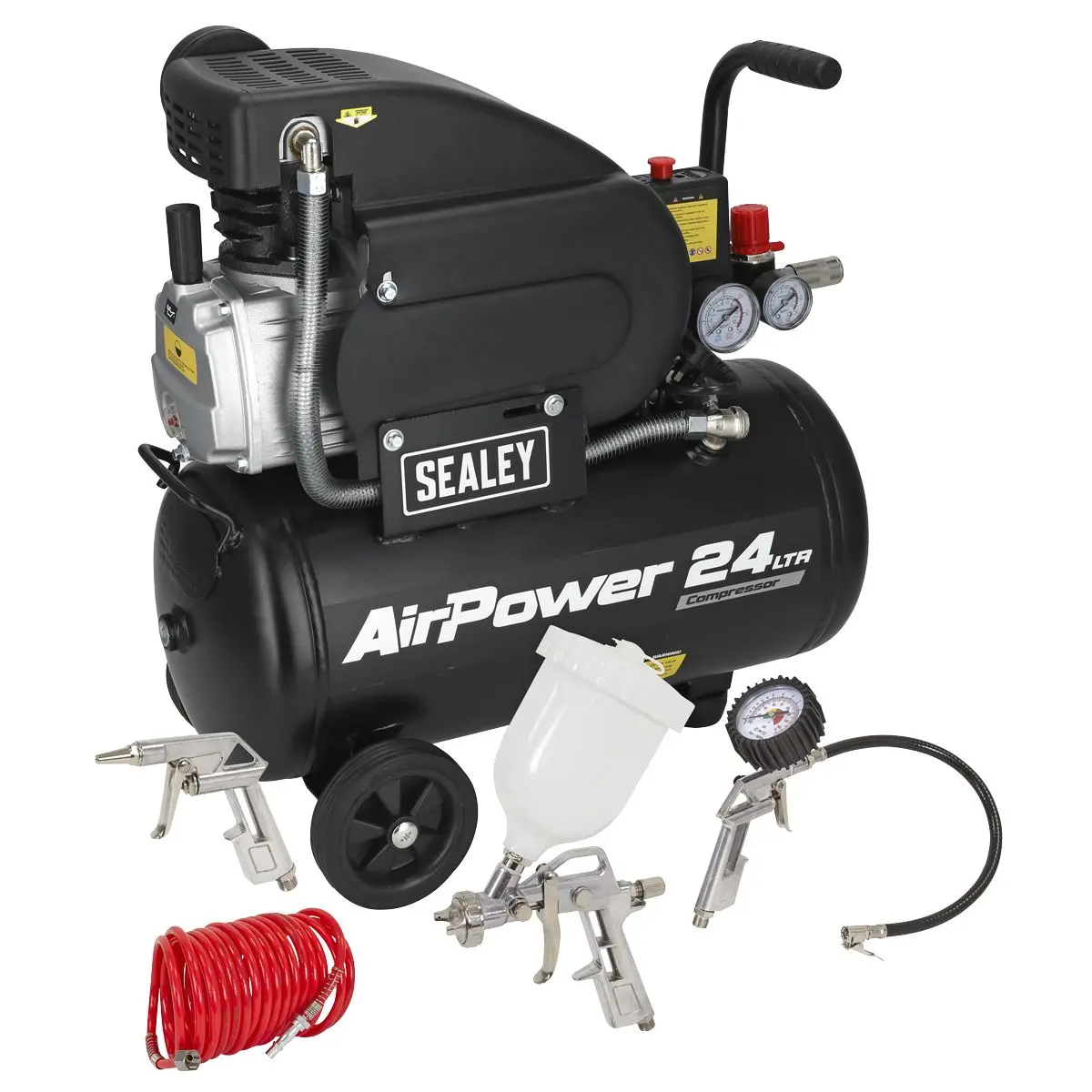 Sealey 24L Direct Drive Air Compressor 2hp with 4pc Air Accessory Kit - Image 6
