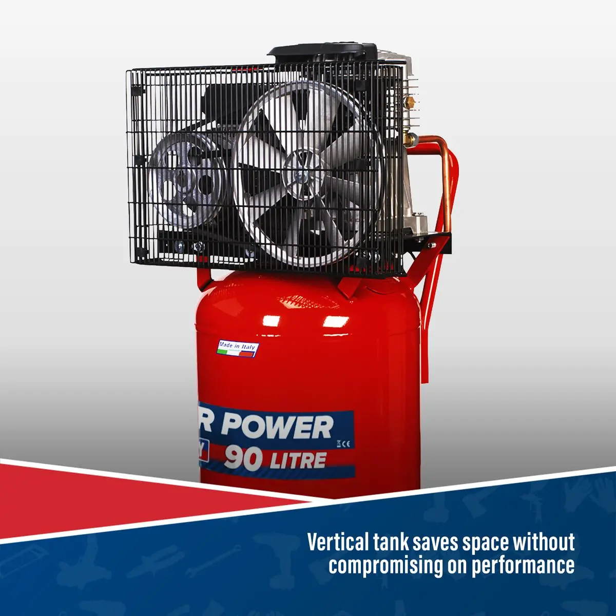 Sealey 90L Belt Drive Vertical Compressor 3hp - Image 3
