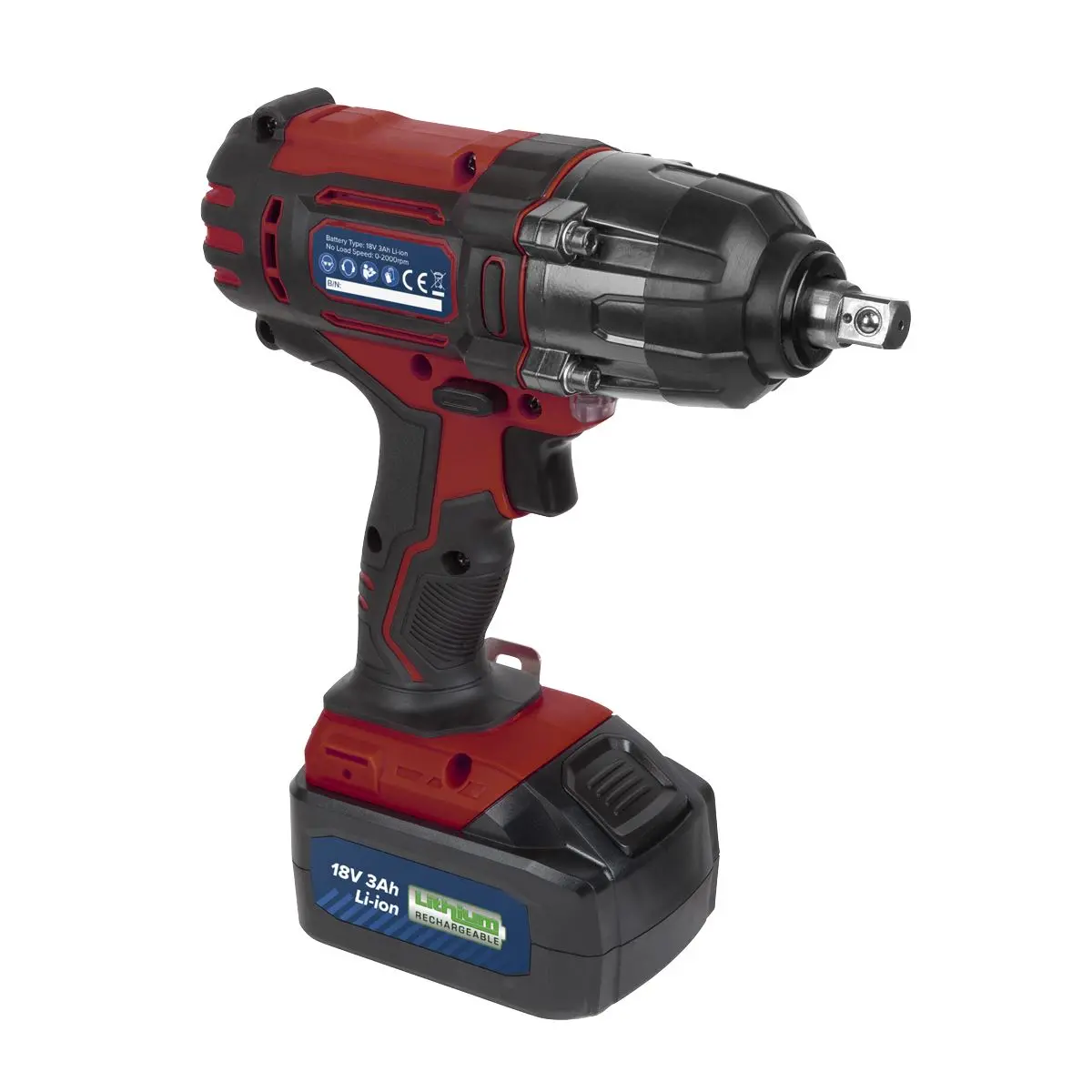 Sealey Cordless Impact Wrench 18V 3Ah Lithium-ion 1/2"Sq Drive - Image 2