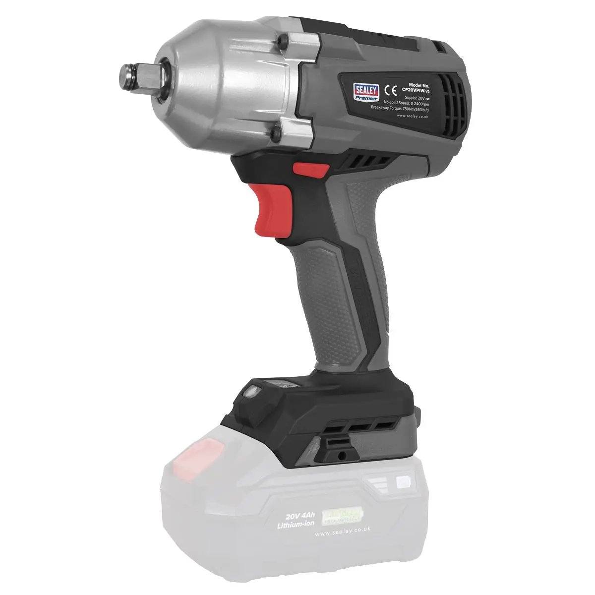 Sealey Cordless Impact Wrench 20V 1/2" Drive Brushless 700Nm Body Only