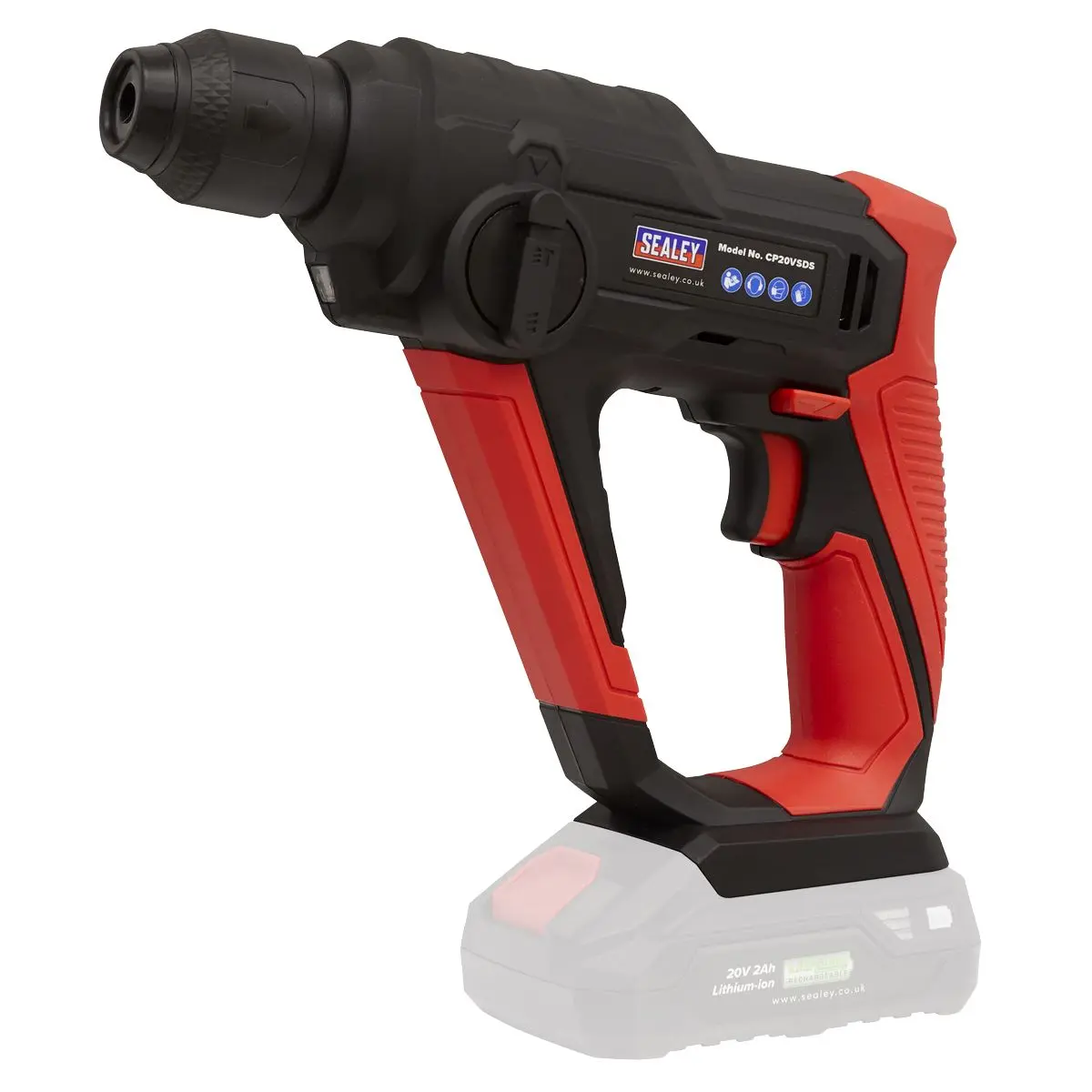 Sealey Cordless Rotary Hammer Drill Kit 20V 2Ah SV20 Series SDS Plus - Image 3