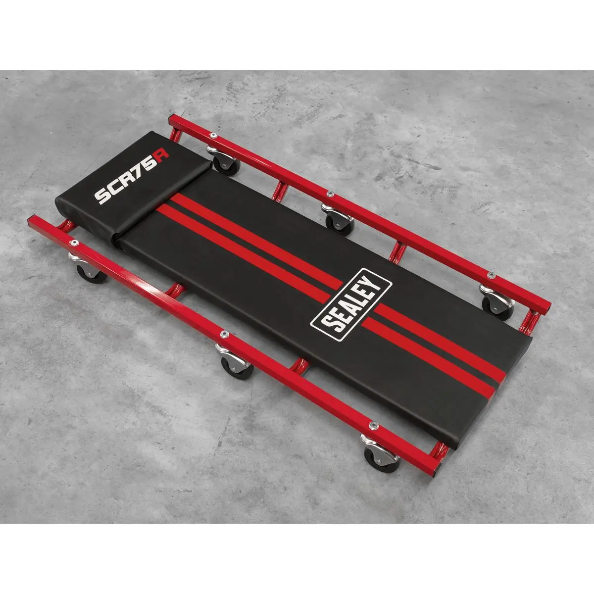 Sealey 36" Deluxe American-Style Creeper with Steel Frame & 6 Wheels - Red - Image 3