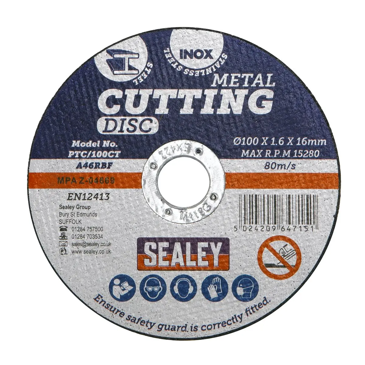 Sealey Cutting Disc Ø100 x 1.6mm Ø16mm Bore - Image 2