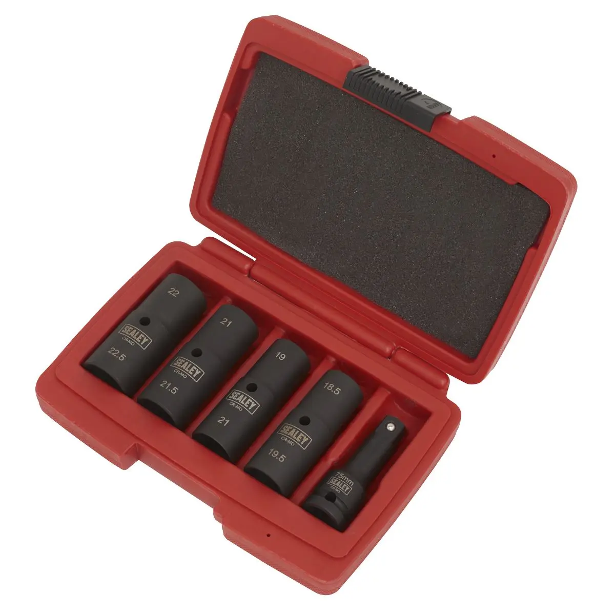 Sealey Impact Socket Set 1/2"Sq Drive 77mm Double Ended 18.5 x 22.5mm - 5pc - Image 2