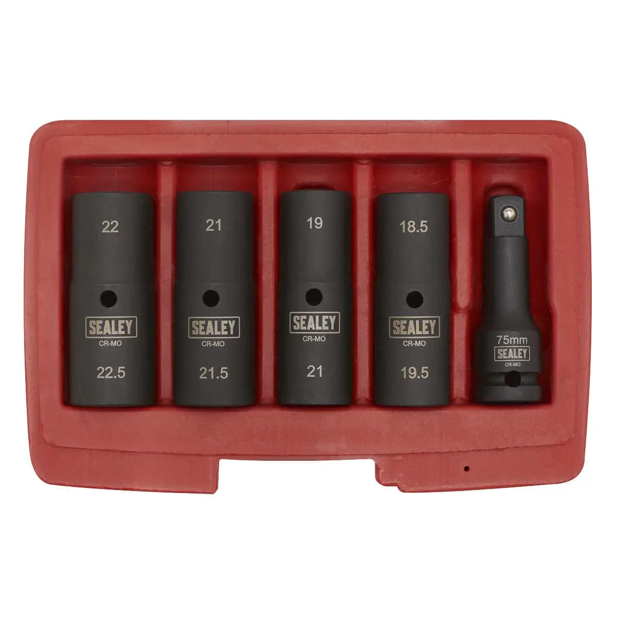 Sealey Impact Socket Set 1/2"Sq Drive 77mm Double Ended 18.5 x 22.5mm - 5pc - Image 3
