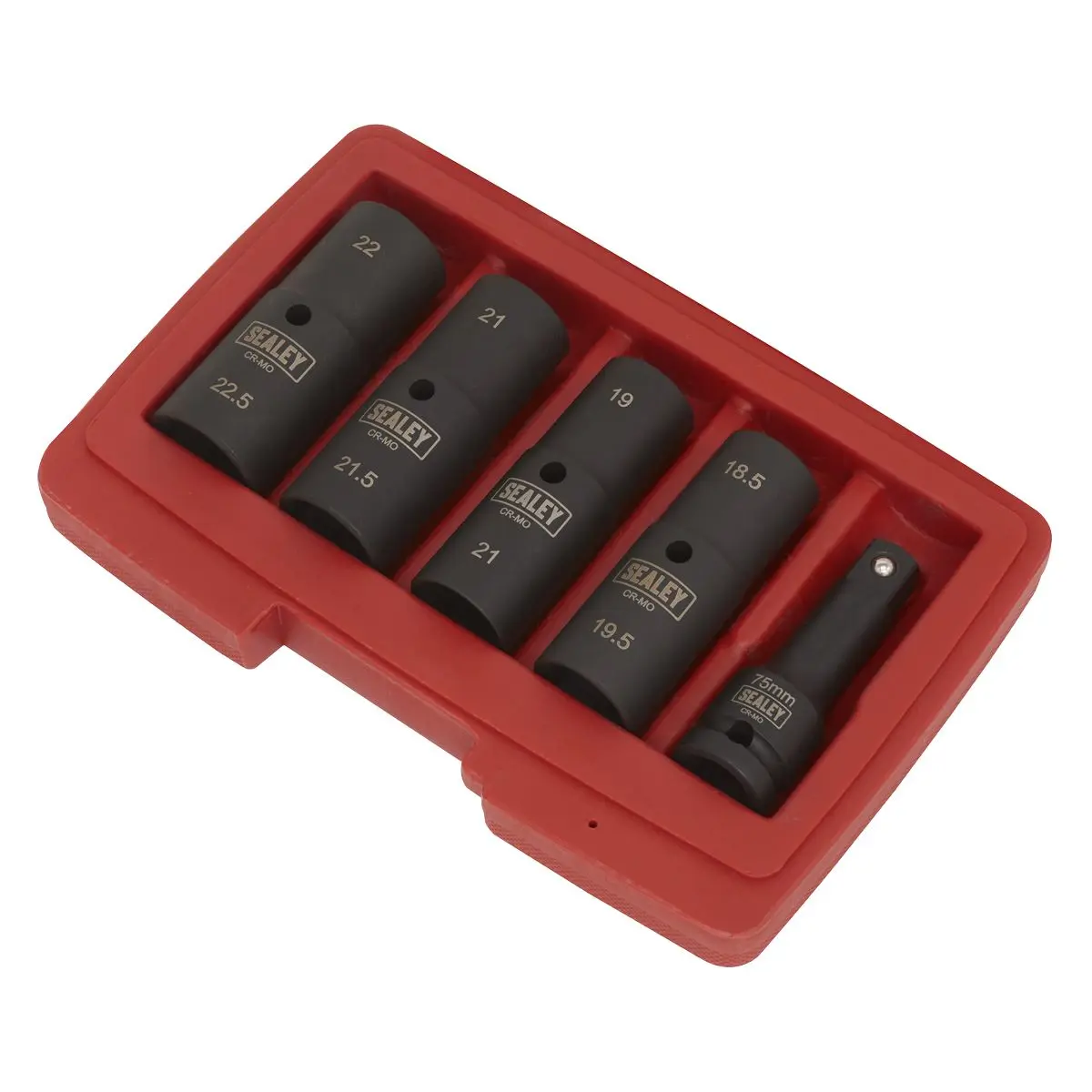 Sealey Impact Socket Set 1/2"Sq Drive 77mm Double Ended 18.5 x 22.5mm - 5pc - Image 4
