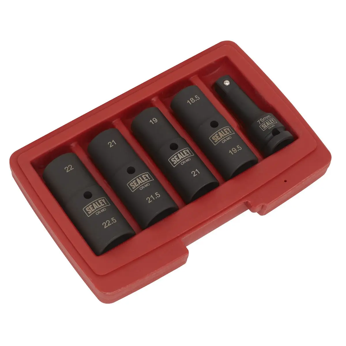 Sealey Impact Socket Set 1/2"Sq Drive 77mm Double Ended 18.5 x 22.5mm - 5pc - Image 7
