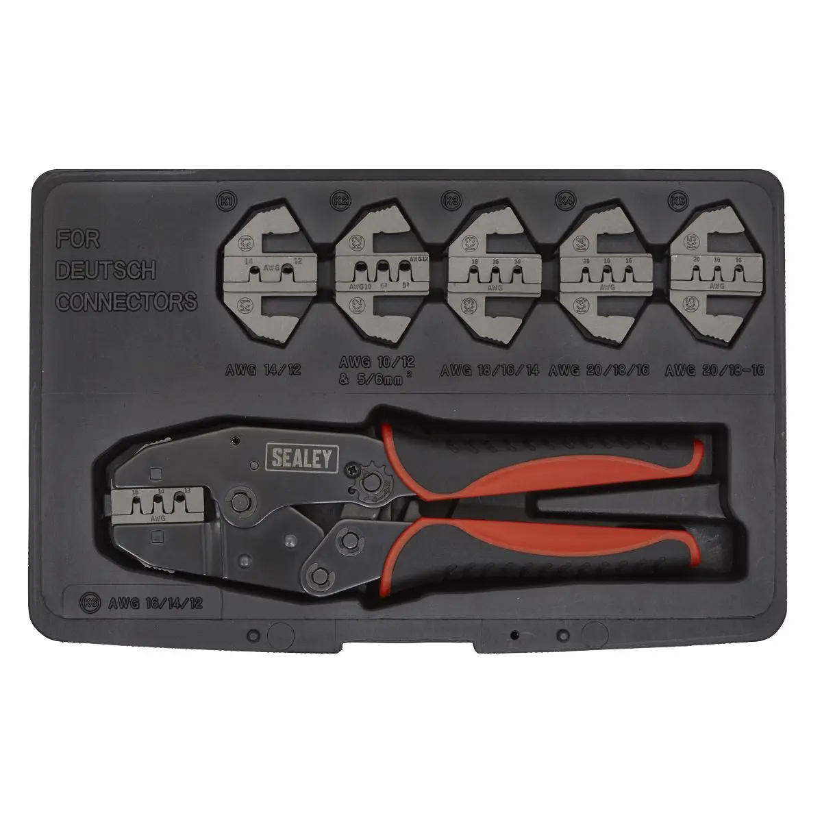Sealey Deutsch Connector Plier Set 7 Piece Electrical Crimp Tool 10-20 AWG - Image 3