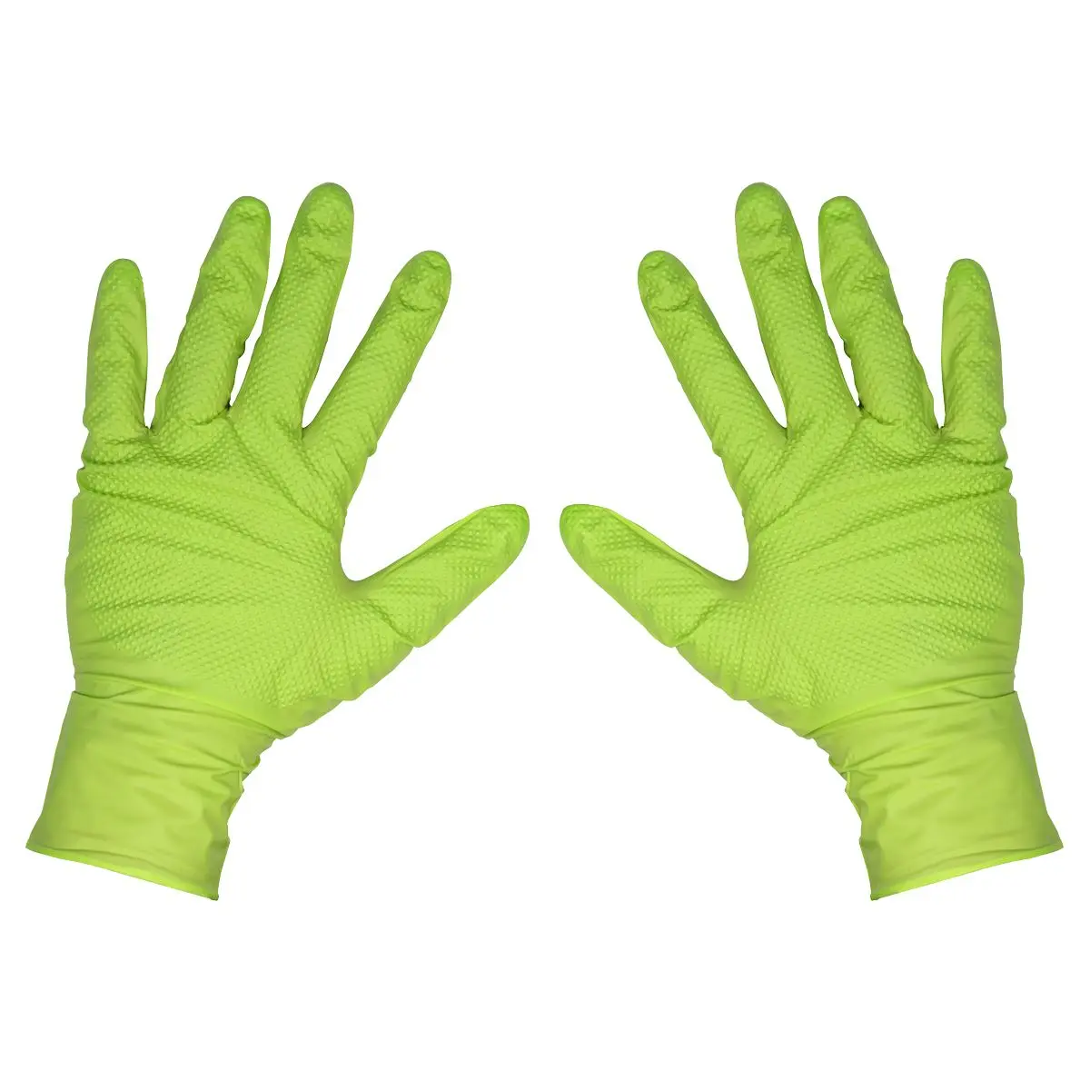 Sealey Diamond Grip Extra-Thick Nitrile Powder-Free Gloves, Hi-Vis Green, X-Large - Pack of 50 - Image 8
