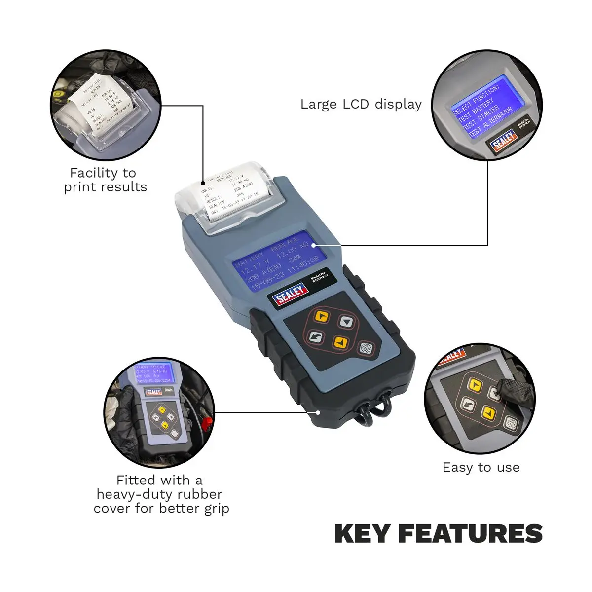 Sealey Digital Battery & Alternator Tester with Printer 12V - Image 2