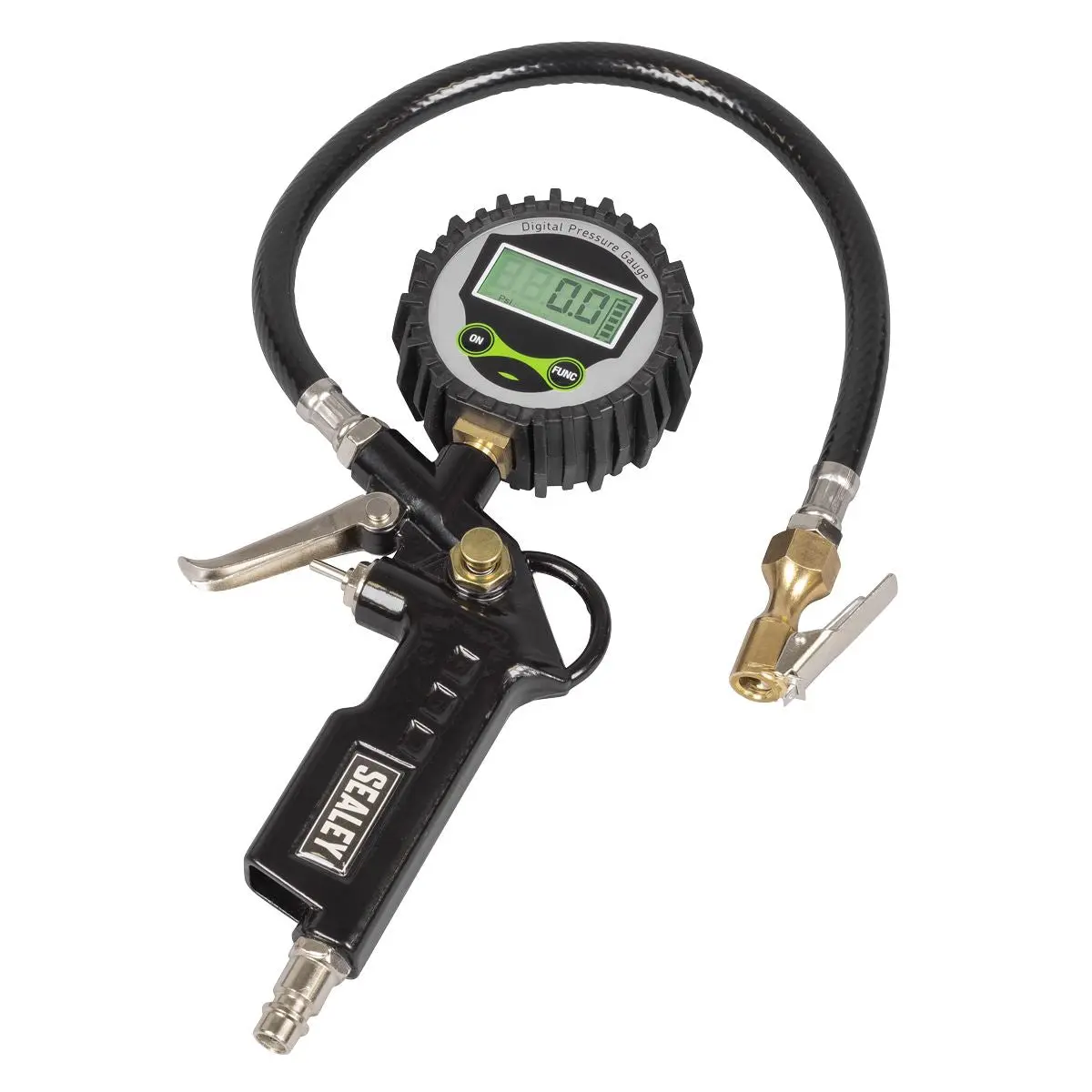Sealey Digital Pistol Grip Tyre Inflator with Clip-On Connector - Image 2