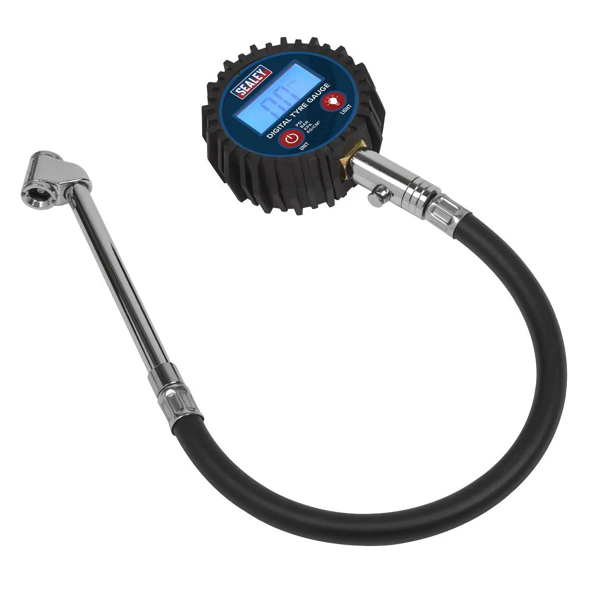 Sealey Digital Tyre Pressure Gauge with Twin Push-On Connector - Image 6