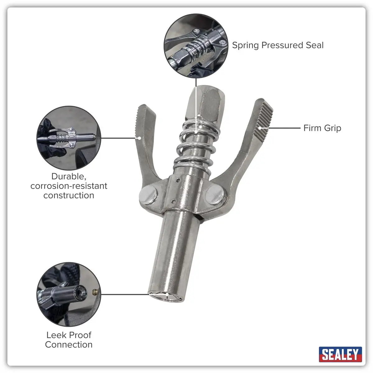 Sealey Double Handle Grease Gun Coupler - Image 4