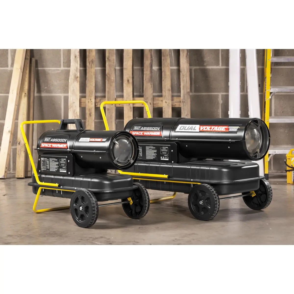Sealey Dual Voltage Space Warmer® Kerosene/Diesel Heater with Wheels 185,000Btu/hr(55kW) - Image 7