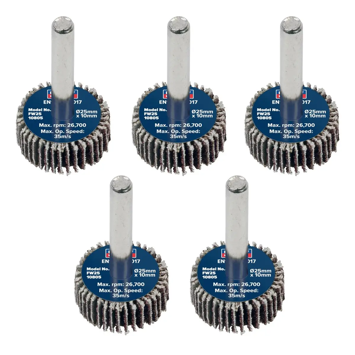 Sealey Abrasive Flap Wheel Ø25 x 10mm Ø6mm Shaft 80Grit - Pack of 5