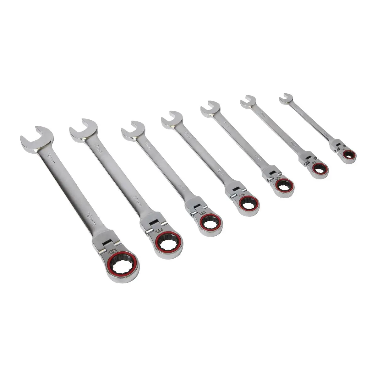 Sealey Flexi Head Ratchet Combination Spanner Set 7 Piece 8-19mm 100 Tooth Premier - Image 4
