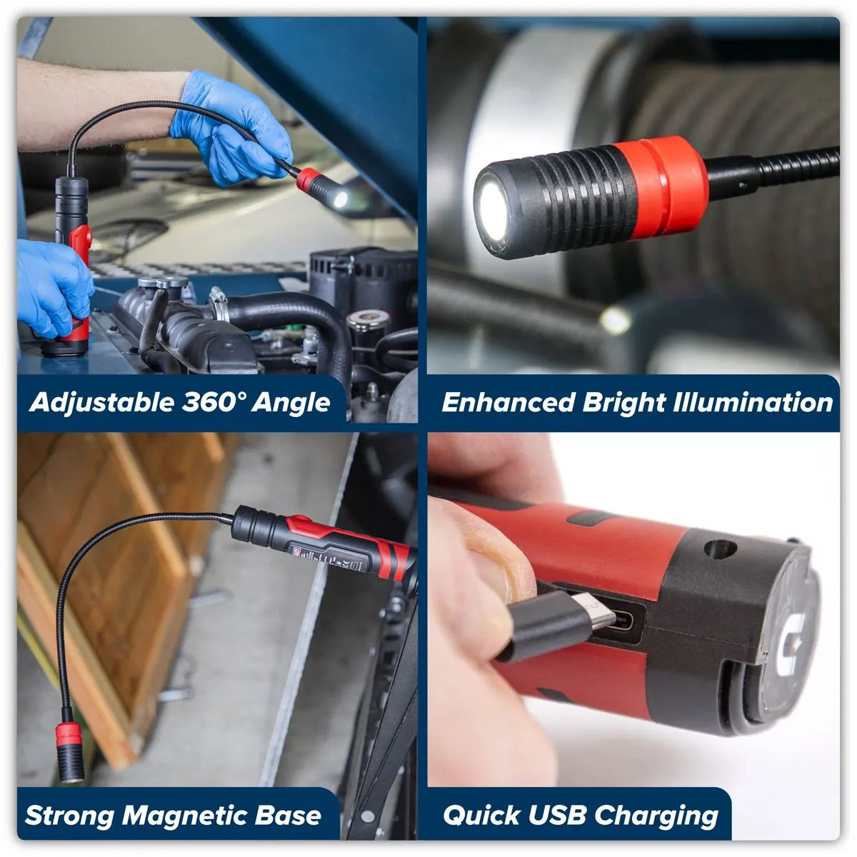 Sealey Flexi Rechargeable Magnetic Pick-Up Tool Light 3W SMD LED - Image 14