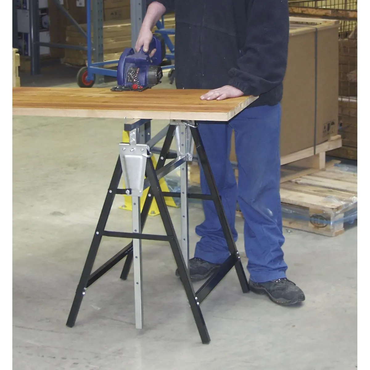 Sealey Fold Down Telescopic Trestle - 200kg Capacity - Pair - Image 3