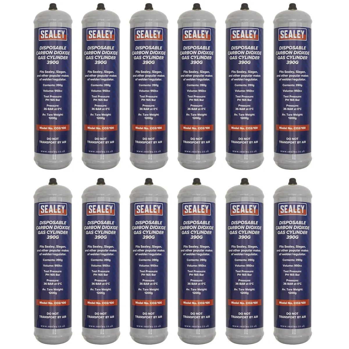 Sealey Gas Cylinder Disposable Carbon Dioxide 390g - Box of 12
