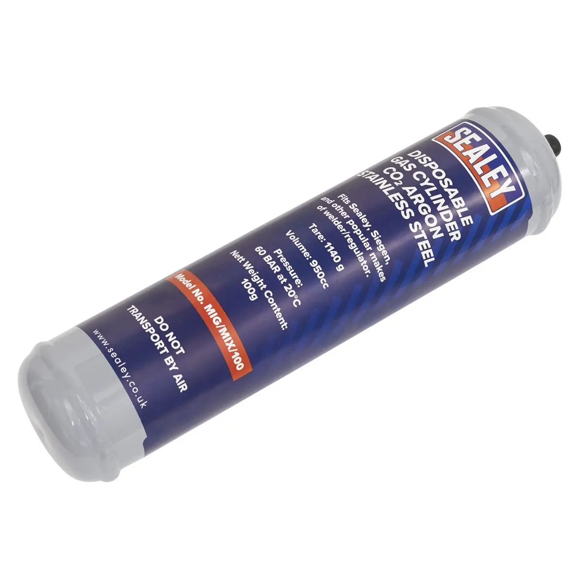 Sealey Gas Cylinder Disposable Carbon Dioxide/Argon 100g - Box of 12 - Image 2