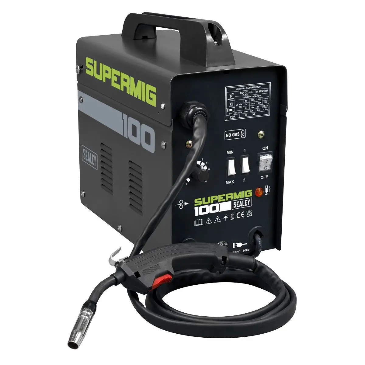 Sealey Gasless MIG Welder 100A 230V SUPERMIG100 Welding Flux Core Wire - Image 2