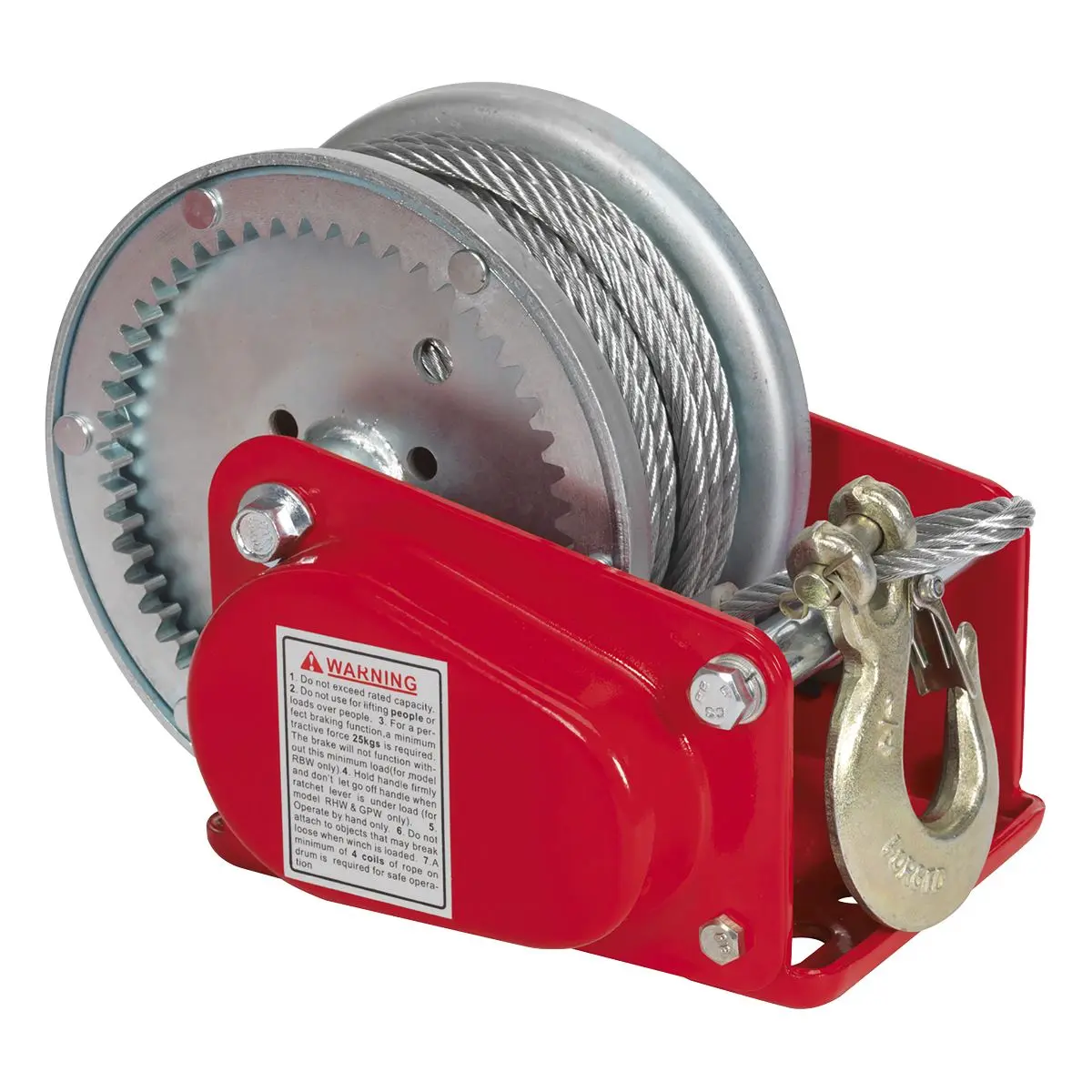 Sealey Geared Hand Winch with Brake & Cable 900kg Capacity - Image 2