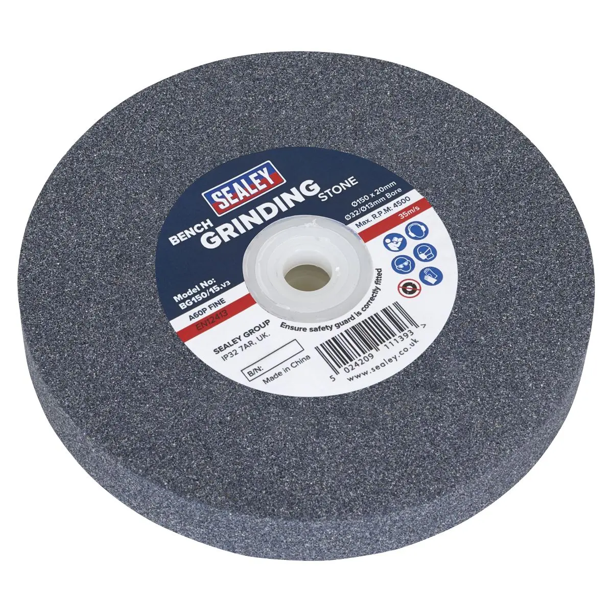 Sealey Grinding Stone Ø150 x 20mm Ø32(Ø13)mm Bore A60P Fine