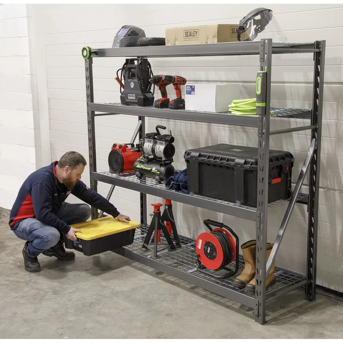 Sealey Heavy-Duty Racking Unit with 4 Mesh Shelves 640kg Capacity Per Level 1956mm - Image 4