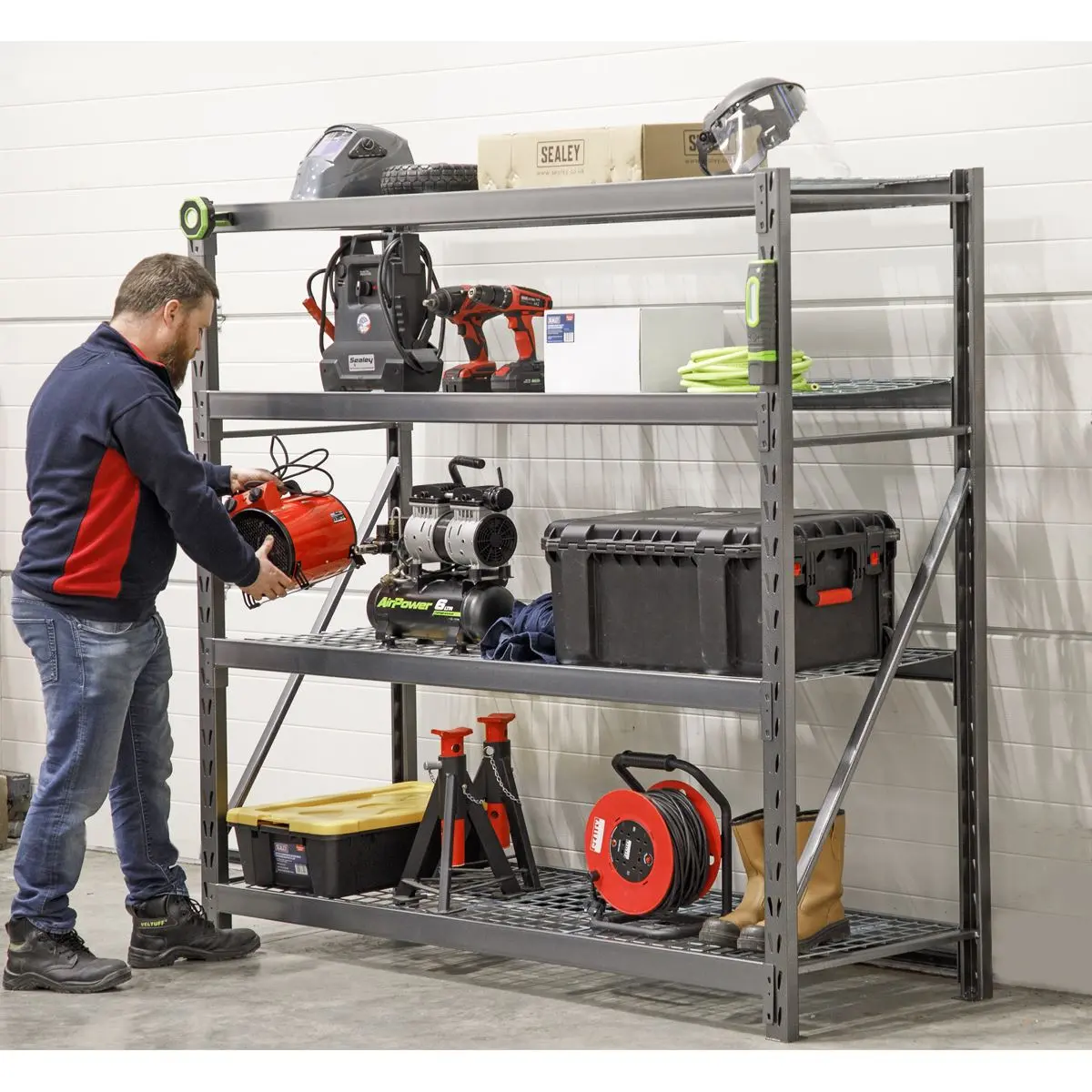 Sealey Heavy-Duty Racking Unit with 4 Mesh Shelves 640kg Capacity Per Level 1956mm - Image 5