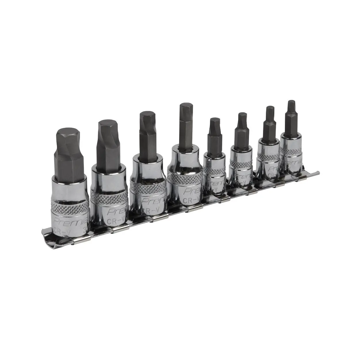Sealey Hex Socket Bit Set Lock On 8 Piece 1/4" 3/8" Drive 1/8"-3/8" Imperial Premier