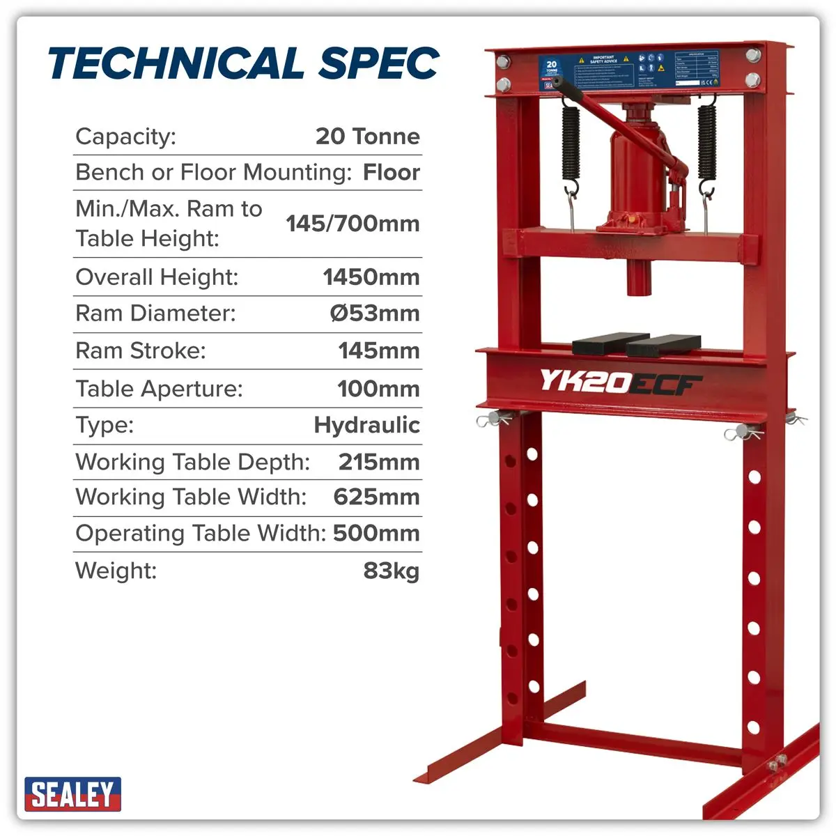Sealey Hydraulic Floor Type Press 20 Tonne - Image 12