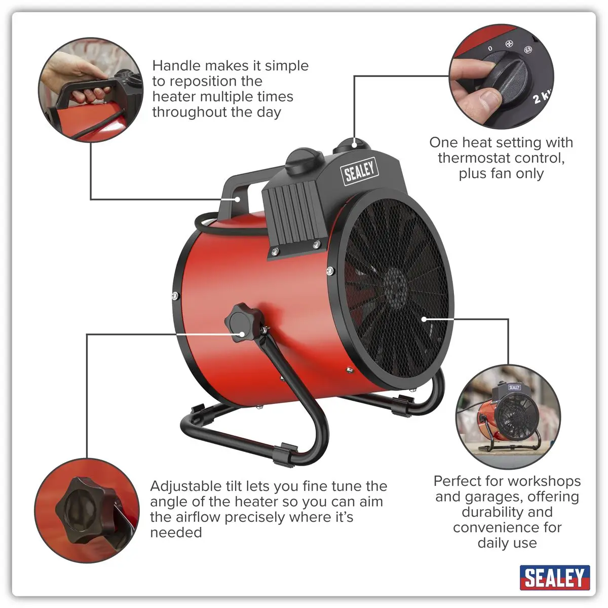 Sealey Industrial Fan Heater 2000W/230V - Image 8
