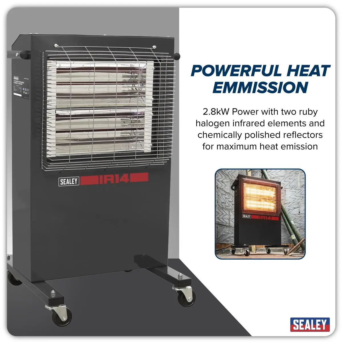 Sealey Infrared Cabinet Heater 1.4/2.8kW 230V - Image 12