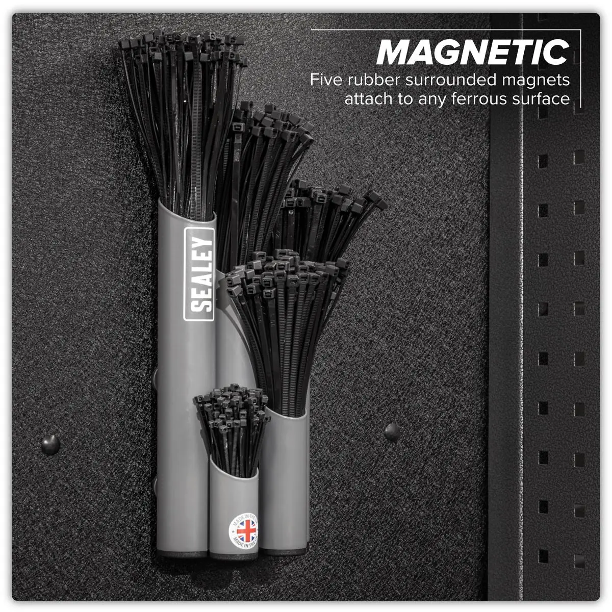 Sealey Large Magnetic Cable Tie Holder - Grey - Image 4