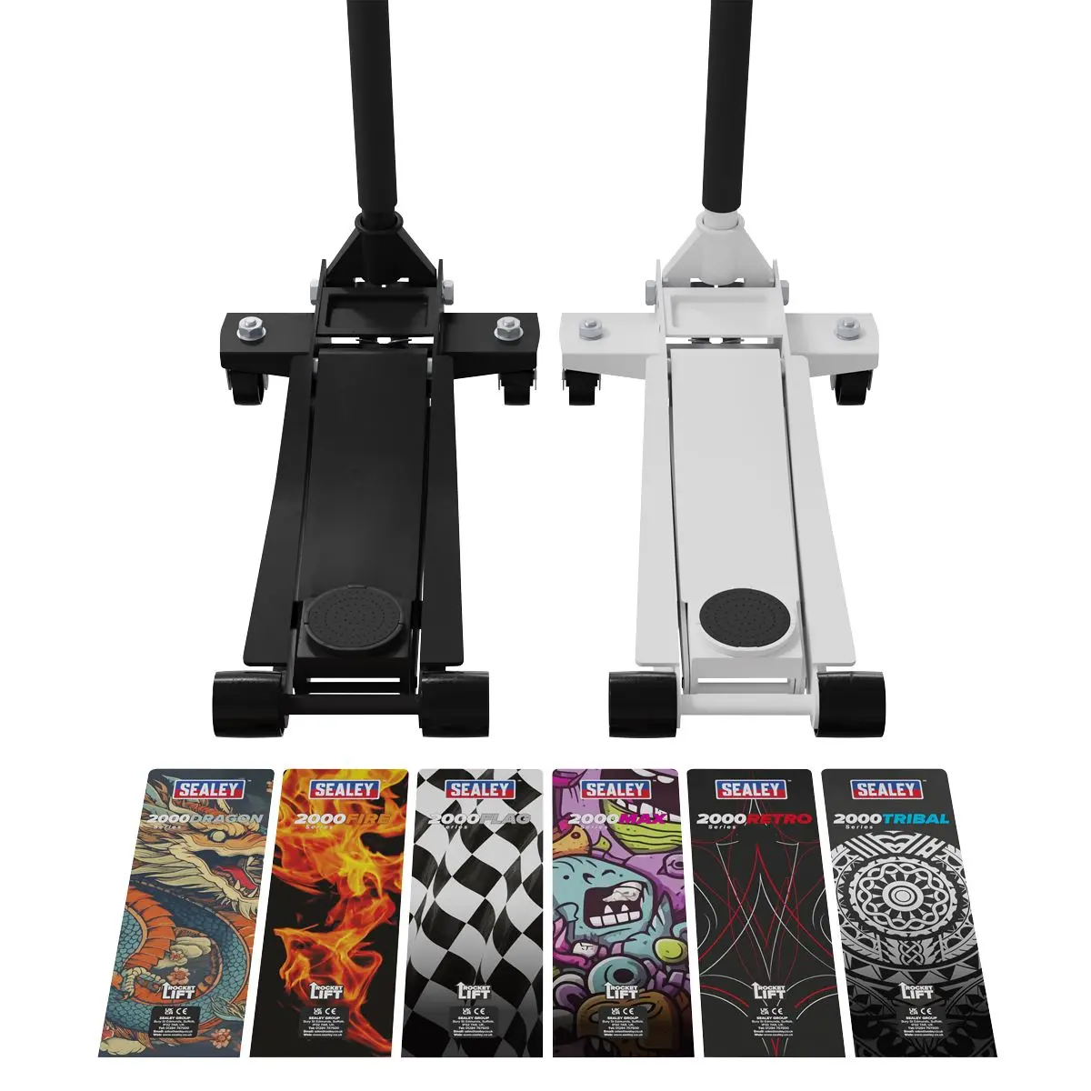 Sealey 2 Tonne Low Entry Profile Trolley Jack Rocket Lift Black 6 Custom Designs - Image 10