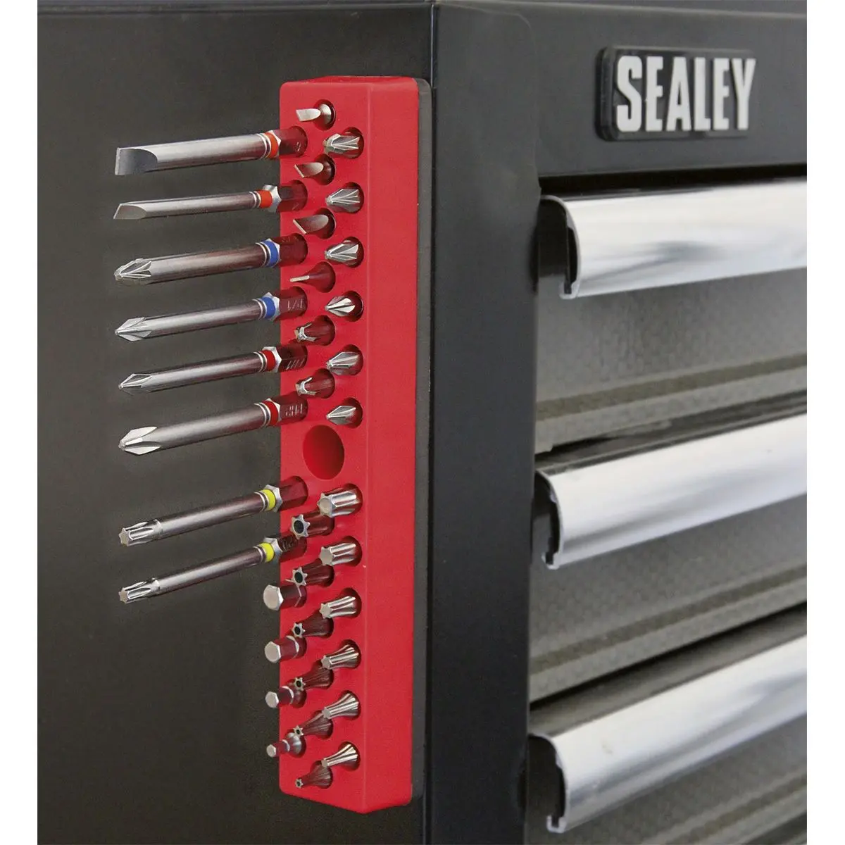 Sealey Magnetic Bit Holder 36 Bit Capacity 1/4" Hex Screwdriver Bits Drill Storage Rail - Image 3