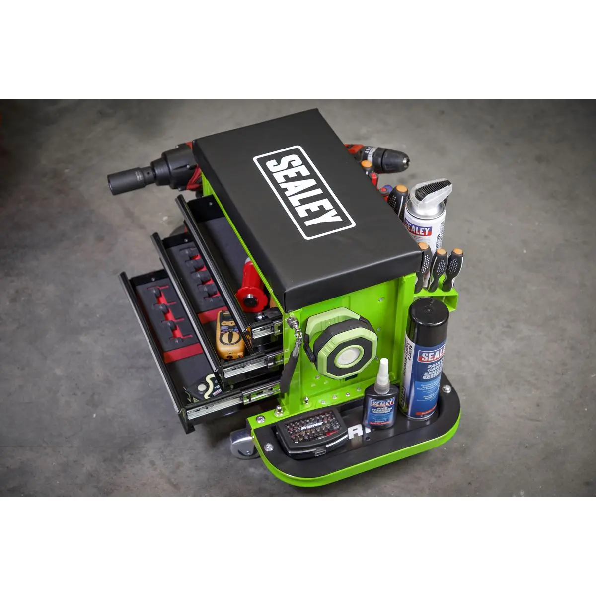 Sealey Mechanic's Utility Seat & Toolbox - Green - Image 15