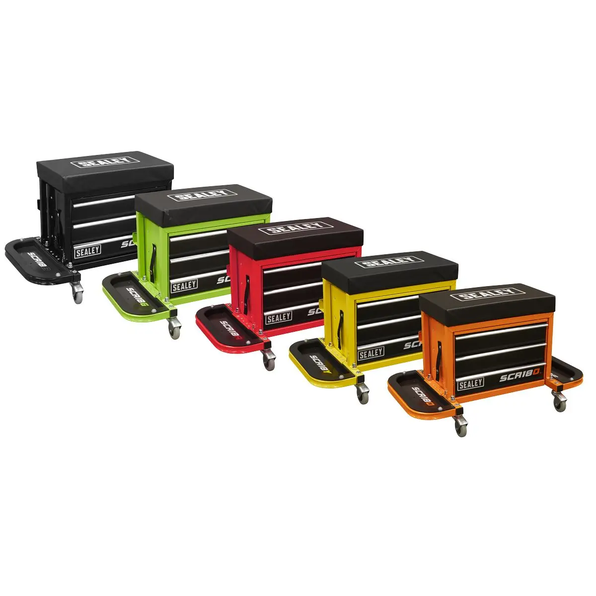 Sealey Mechanic's Utility Seat & Toolbox - Green - Image 5